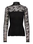 Rmwbalta Modal Ls T-Neck Full Lace Black RM By Rosemunde