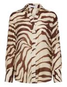 Flowy Zebra Printed Shirt Beige Mango