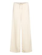 Low-Rise Relaxed Pull-On Satin Trousers Cream Monki