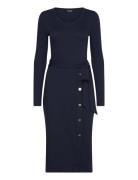 Belted Rib-Knit Dress Navy Lauren Ralph Lauren