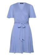 Crinkle Georgette Surplice Dress Blue Lauren Ralph Lauren