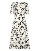 Floral Stretch Cotton Midi Dress Cream Lauren Ralph Lauren