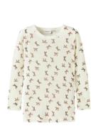 Nmfwang Wool Rib Ls Top Aop White Name It