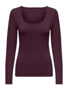 Onlea L/S 2-Way Deep Neck Top Jrs Noos Burgundy ONLY