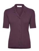 Rwrosie Ss Regular Cardigan Burgundy Rosemunde