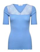 Rwbernadine 2/4 Regular V-Neck T-Sh Blue Rosemunde