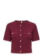 Onlkiel S/S Button Card Knt Moch Red ONLY