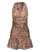 Mave Halter Neck Mini Dress Beige Bardot