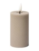 Swirled Led Pillar Candle Beige C'est Bon