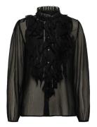 Liljasz Crinkle Ls Shirt Black Saint Tropez