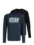 Jjgeplas Tee Ls Crew Neck 2Pk Mp Jnr Black Jack & J S
