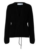 Slfsia Ras Ls Knit Belt Cardigan Black Selected
