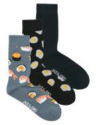 Jactray Food Socks 3 Pack Black Jack & J S