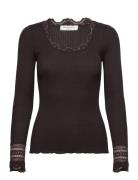 Silk T-Shirt W/ Lace Brown Rosemunde
