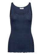 Silk Top W/ Elastic Band Navy Rosemunde