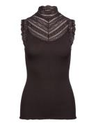 Rwbenita Silk Sl Turtleneck Lace To Brown Rosemunde