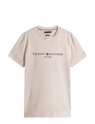 Tommy Logo Tee Beige Tommy Hilfiger