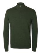 Slhberg Ls Half Zip Noos Green Selected