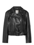 Faux Leather Moto Jacket W/Belt Black Calvin Klein Jeans