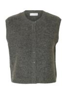 Slflulu Sl Button O-Neck Vest Noos Grey Selected