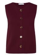 Fine-Knit Gilet Burgundy Mango