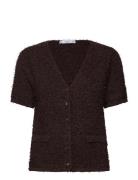 Short-Sleeved Bouclé Cardigan Brown Mango