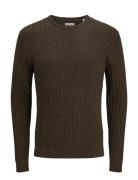 Jjeemil Knit Cable Crew Neck Noos Brown Jack & J S