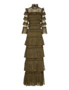 Carmine Long Sleeve Lace Maxi Dress Khaki Malina