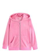 Hoodie In Velour Pink Lindex