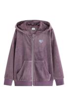 Hoodjacket Velour Solid Purple Lindex