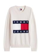 Tjm Reg Melange Flag Sweater White Tommy Jeans
