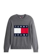 Tjm Reg Melange Flag Sweater Grey Tommy Jeans