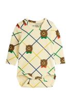 Bear Check Aop Ls Body Cream Mini Rodini