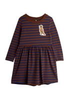 Stripe Bird Patch Ls Dress Brown Mini Rodini