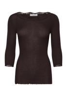 Rwbeatrice 3/4 S Boatneck T-Shirt Black Rosemunde