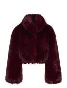 Faux Fur Crop Jacket Burgundy ROTATE Birger Christensen