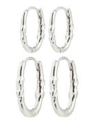 Sense Hoop Earrings, 2-In-1 Set, Silver-Plated Silver Pilgrim