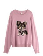 Stickad Tröja Pink Lindex