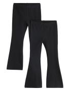 Leggings Rib Flare 2 Pack Black Lindex