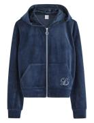 Sweatshirt Velour With Hoodie Navy Lindex