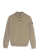 Knitted Col Buttons Washed Beige Indian Blue Jeans