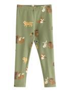 Leggings With Brushed Inside Green Lindex