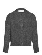 Rktulip Wool Blend Ls Short Cardiga Grey Rosemunde Kids