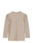Kelly Heart Ls Puff Blouse Beige Fliink