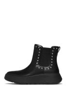 F-Mode Gem-Trim Leather Flatform Chelsea Boots Black FitFlop