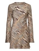 Cezanne Low Back Satin Mini Dress Brown Malina