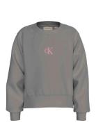 Ck Logo Cn Fleece Sweatshirt Grey Calvin Klein