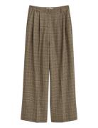 Checked Pleated Wool Blend Pants Brown GANT