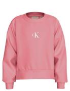 Ck Logo Cn Fleece Sweatshirt Pink Calvin Klein