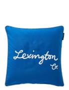 Logo Organic Cotton Twill Pillow Cover Blue Lexington Home